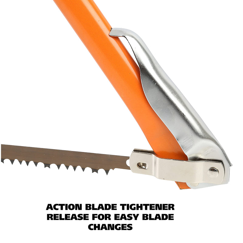 GreatNeck BB24 Bow Saw, 24 Inch Pruning Saw for Brush Clearing and Dry Wood Cutting, Tubular Steel Frame, Chrome Alloy Steel Blade, Quick Blade Tightener Release, Backpacking Gear, Camping Tools