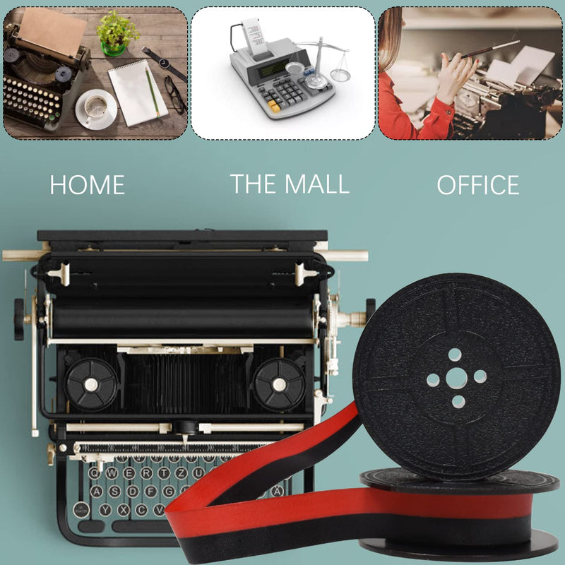 4 Pairs Universal Typewriter Ribbon Twin Spool Replacement Pack Compatible with Most Typewriter Black-Red 4 Pair Black-Red