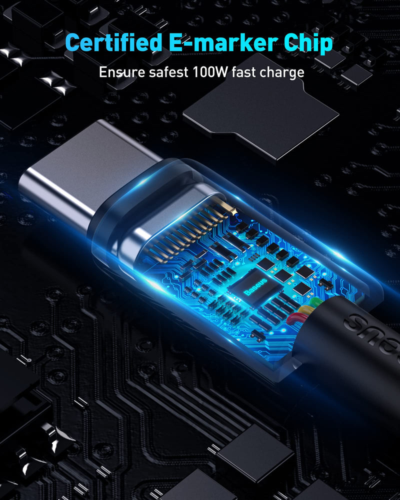 Baseus USB C to USB C Cable 100W, PD 5A QC 4.0 Fast Charge USB C Charging Cable, Zinc Alloy Type C Cable for MacBook Pro iPad Air Mini Samsung Galaxy S23 S22 S21 S20, Steam Deck Tungsten Gold - 100W 1M