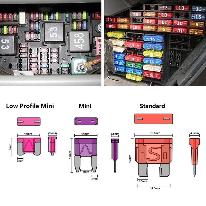 282 Pieces Car Fuses Assortment Kit - Blade Fuses Automotive - Standard & Mini & Low Profile Mini Size (2A/5A/7.5A/10A/15A/ 20A/30A/40AMP/ATC/ATO) Replacement Fuses for Marine, Auto, RV, Boat, Truck