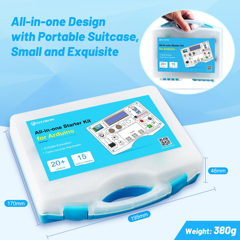 ELECROW All-in-one Starter Common Board Kit Compatible with Arduino Projects, 15 Sensors Modules Kit and Online Tutorials(21 Lessons) All-in-one kit