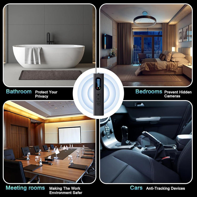 NuBits Hidden Camera Detectors,Spy Camera Finder,Portable Hidden Bug and Camera Detector,5 Levels Sensitivity 6 Modes,Wireless Rechargeable for Home,Car,Office,Hotel,Travel, 1 Pack