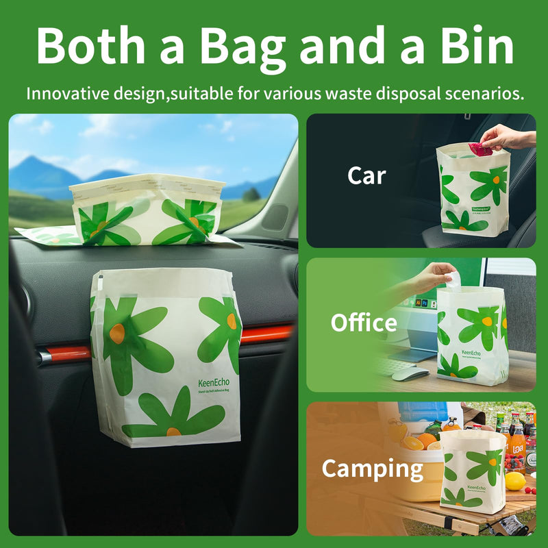 Disposable Car Garbage Bin Bags, Vomit Trash Bags Made with Recycled HDPE for Boat, Plane, Travel, Camping, Bedroom, Study Room, Office and Car, 20 pcs 20 Count (Pack of 1)