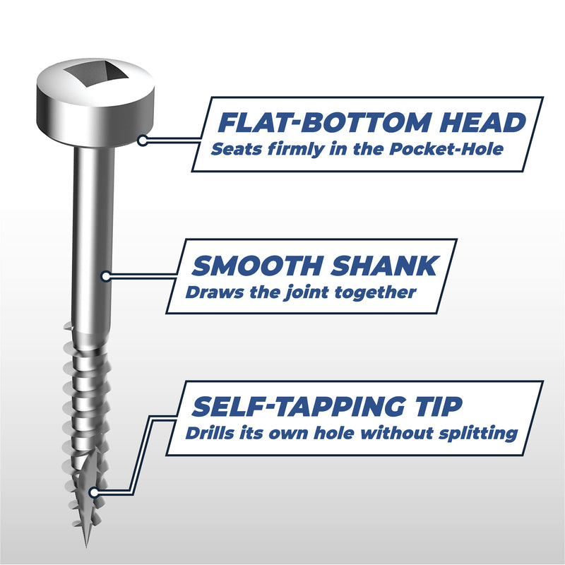 Kreg Zinc Pocket-Hole Screws - SPS-F075-500 - 3/4-Inch - Fine Thread - Pan Head - Indoor - 500 Count