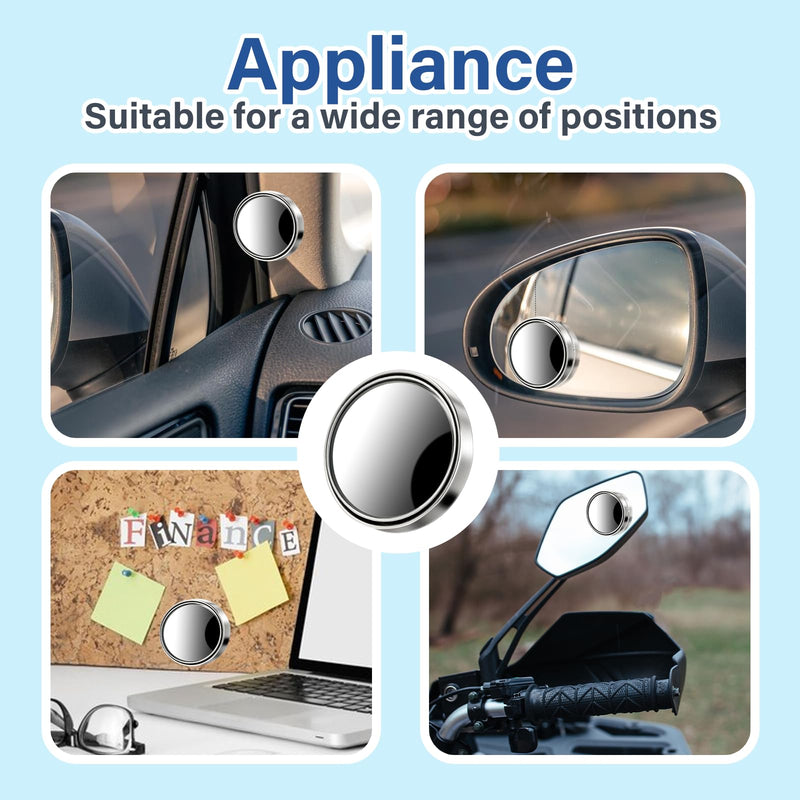 8Pcs Blind Spot Mirrors for Car 1.97’’ Round HD Convex Mirror Angle Adjustable HD Glass Round Side Rear View Convex 360° Wide Angle Side View Mirror with ABS Housing for SUV Trucks Motorcycles