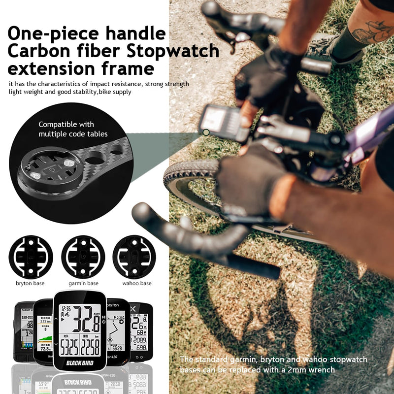Mesee Bicycle Out Front Mount, Road Bike Computer Mount Carbon Fiber Integrated Handlebar Computer Holder Extension for Holding Bike Computer, Action Camera, Cycling Lights, Flashlight, Headlight