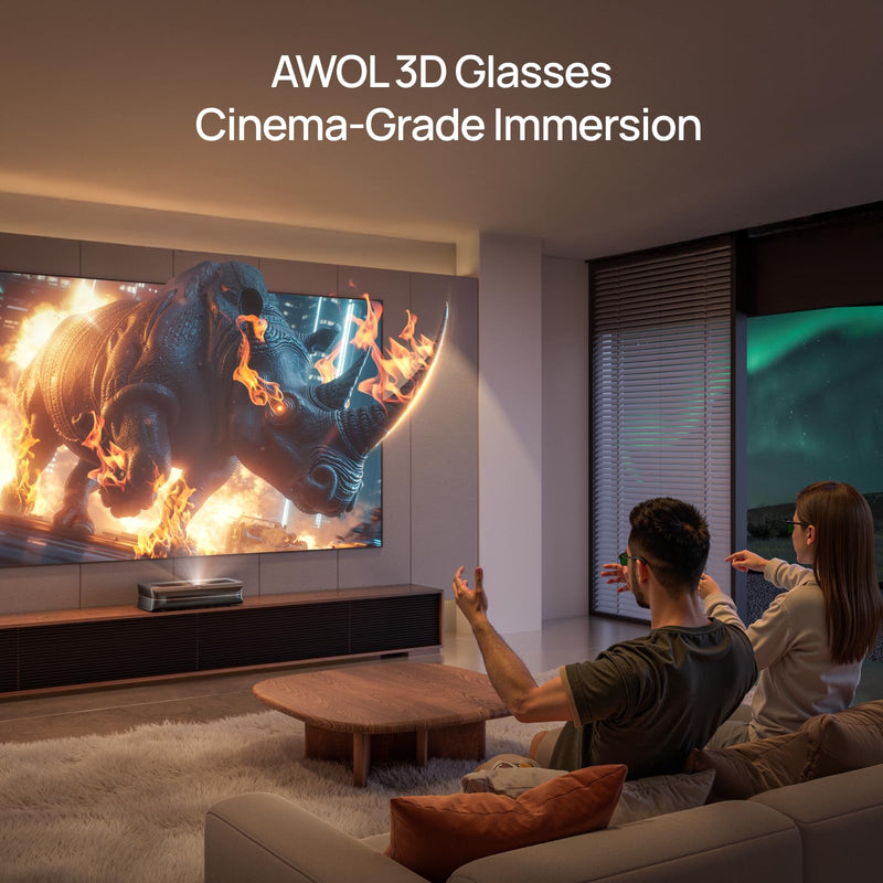AWOL VISION DLP Link 3D Glasses, Rechargeable Active Shutter Eyewear Compatible with AWOL VISION LTV-3000 Pro and LTV-3500 Pro, Vanish TV & Other DLP-Link 3D projectors (2 Packs) 2 Packs