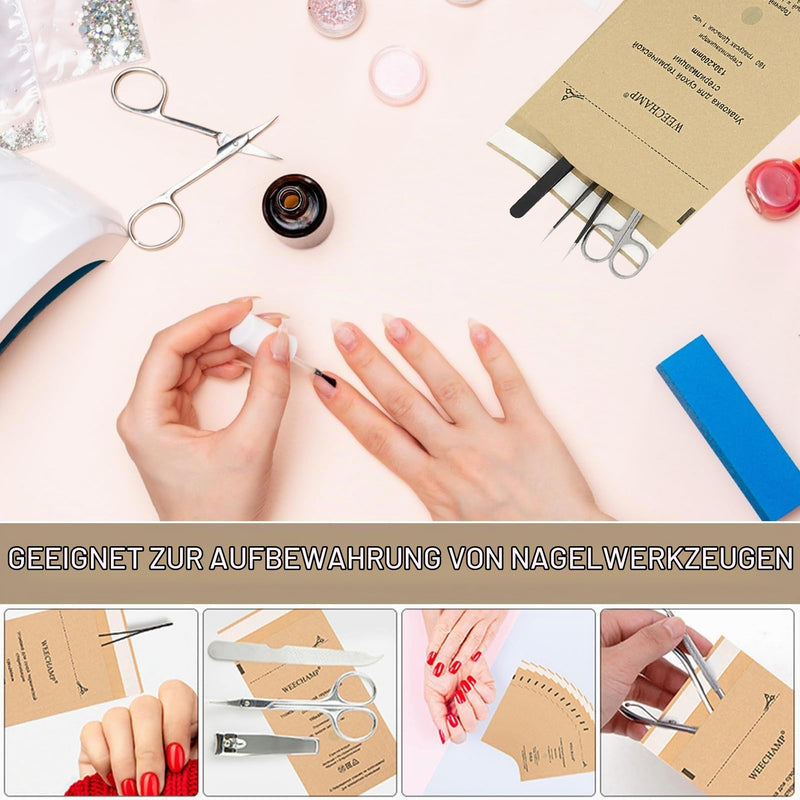 50 sterilisation bags, sterilisation bags for hot air steriliser | Steriliser for instruments, self-sealing nail steriliser bags for manicure tools and cosmetics