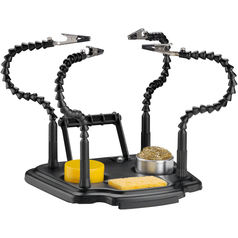 goobay 61669 soldering aid with 4 flexible gooseneck arms and alligator clips/soldering station/third hand/for soldering and craft work/tool accessories/incl. Solder holder, soldering sponge, soldering resin