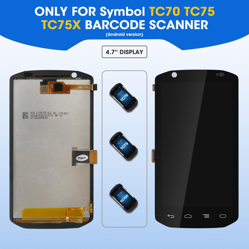 LCD Screen Replacement with Touch Digitizer for Symbol TC70 TC75 TC75X Barcode Scanner Handheld Mobile Computer (Android Version), HD Sensitive (for Symbol TC70)
