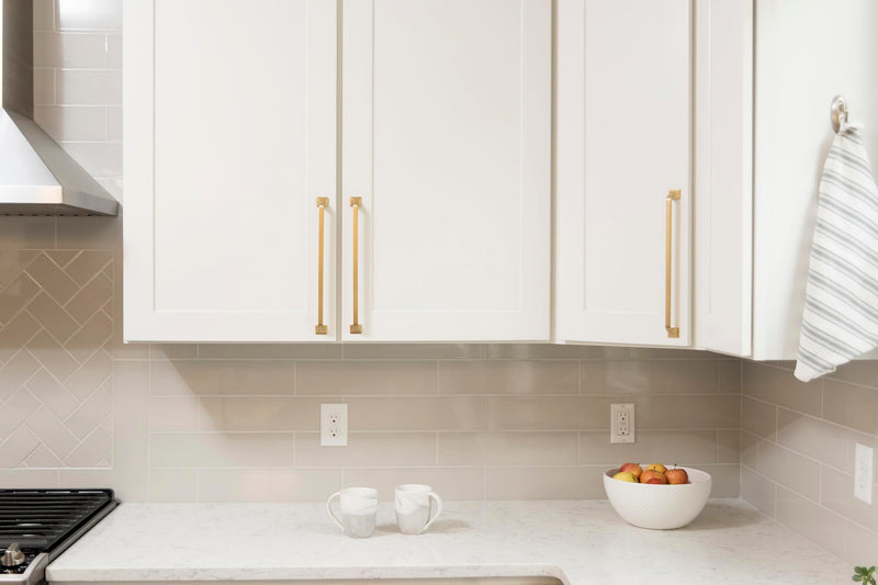 Hickory Hardware 1 Pack Solid Core Kitchen Cabinet Pulls, Luxury Cabinet Handles, Hardware for Doors & Dresser Drawers, 7-9/16 Inch (192mm) Hole Center, Brushed Golden Brass, Forge Collection 7-9/16 Inch Center to Center