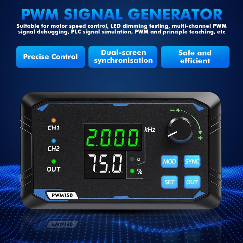 DEWIN Signal Generator Module, PWM150 Dual Channel Signal Generator Servo Motor Control Rectangular Pulse with Adjustable Frequency