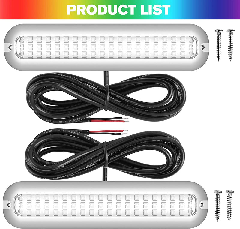 HUSUKU SOOP3 PRO 6.7" 2000LM 60LED Waterproof 316 Stainless Steel Trim Ring Boat High-Intensity LED Underwater Light Clear Lens Pontoon Marine/Boat Transom (Yellow) Yellow