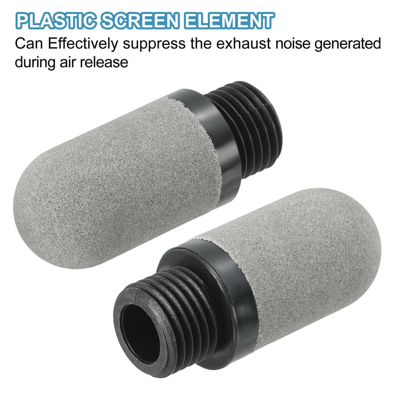 PATIKIL Plastic Pneumatic Air Silencer G 1/4 Pack of 2 Air Line Compressor Exhaust Fitting Solenoid Valve Silencer Baffle Pneumatic Silencer for Cylinder Oil Tanks, Gray | Air Line Compressor Exhaust Fitting Solenoid Valve Silencer Baffle Pneumatic...