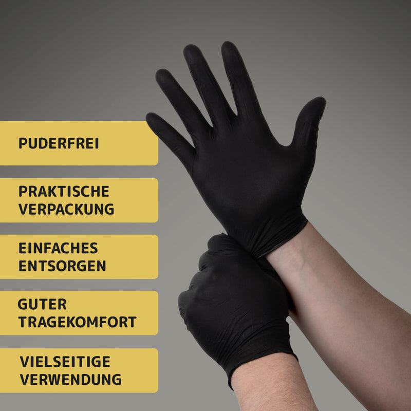 ABENA THOR Black latex gloves 100 pieces (size M) | Black powder-free disposable gloves for cooking, cleaning, grilling and much more Disposable gloves without powder | Disposable Glove Kitchen Workshop Pack of 1, Medium (7-8)