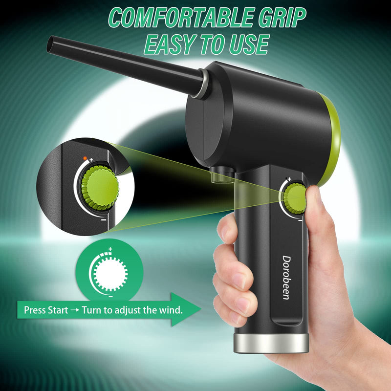 DOROBEEN Compressed Air Duster, Cordless Handheld Air Blower, Stepless Speed, 41000RPM, Portable Rechargeable Built-in Battery, Electric Air Duster for Computer Keyboard Electronics Cleaning AT07-G