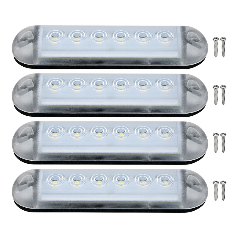 RGBW Boat LED Courtesy Light 12V 4PCS, 4 Inches Marine Courtesy Light Strip, IP67 Waterproof Boat Interior Cabin Lighting for Pontoon Sailboat Bass Yacht Kayak 4 INCH -RGBW Lights Without Switch