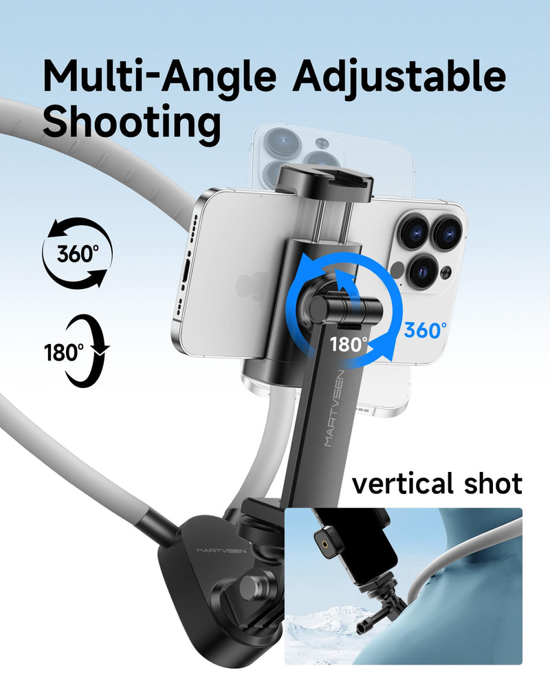 Neck Tripod Phone Holder for iPhone - POV/Vlog Phone Mount Holder for Recording, Hand Free Adjustable Phone Neck Holder Chest Stand Video Recording for iPhone 15 14 13 12 Pro Max Plus Mini S7PRO NO Magnetic Version
