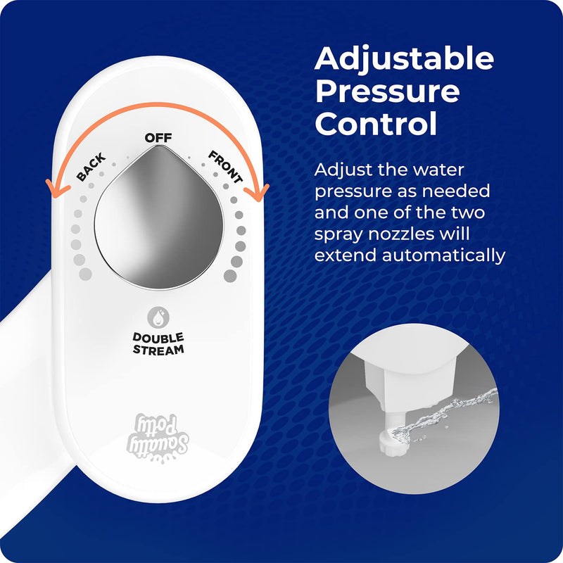 Squatty Potty Refresh-it Dual Stream Fresh Water Bidet Toilet Seat Attachment Non Electric 17 x 4.5 x 9.8 inches