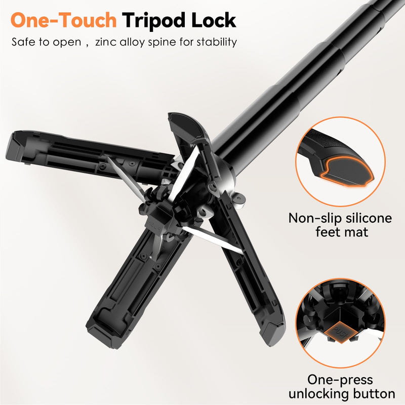 CloudValley Magnetic Mini Selfie Stick Tripod, 4-in-1 Pocket Size Phone Tripod with 360° Rotation, Rechargeable Bluetooth Remote, Foldable Handle Grip, Compatible with MagSafe iPhone for Photo/Video No Light
