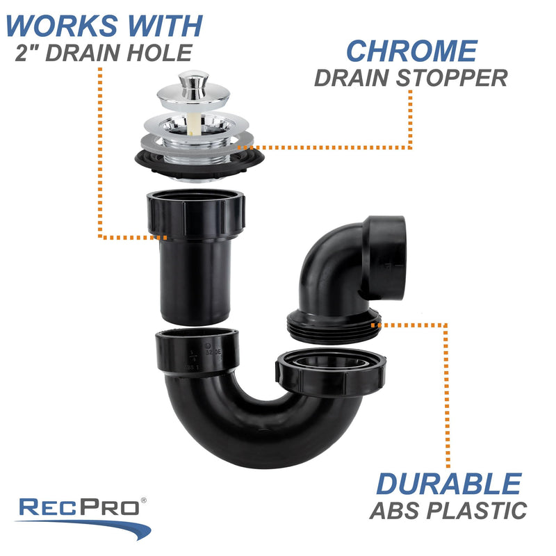 RecPro RV Shower Drain and Bathtub Drain P Trap | RV Plumbing Drain and Trap