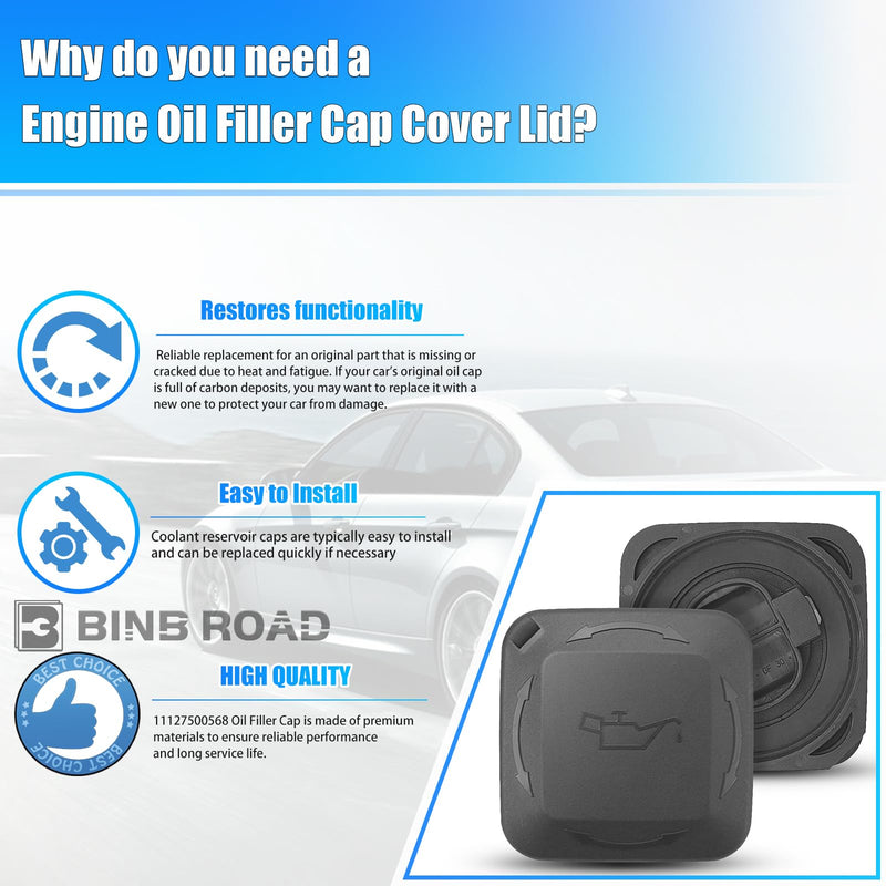 Engine Oil Filler Cap Cover Lid 11127500568 Compatible with BMW 325i 530i 325Ci 330xi 525i 525xi 530xi Z4 E46 E90 E60