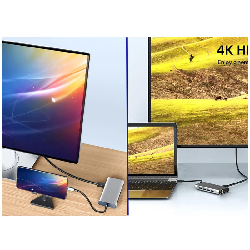 USB C Laptop Docking Station 11 in 1 Type-C Hub with HDMI,Ethernet,4 USB,VGA,SD TF Card Reader,Audio,PD Compatible with iPhone16/MacBook/Dell/Surface/HP/Lenovo and Other Type C Laptops
