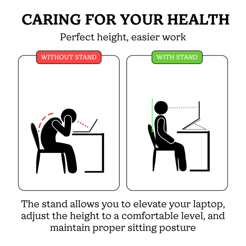 FlexElevate 7-Level Adjustable Laptop Stand, Silver Color, Carbon Steel Ergonomic Riser for Desk, Compatible with 9''-17.3'' Laptops, Portable & Sturdy Holder