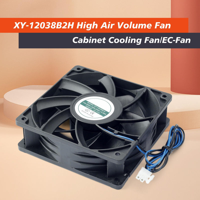 2 Pack XY-12038B2H High Air Volume EC-Fan fit for hte12038d Fan 110V-220V 0.06A 50/60HZ 12CM 120×120×38mm for Ice Maker Cabinet Cooling