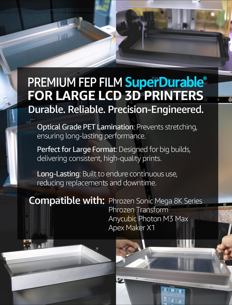 SuperDurable Toughest FEP Release Film 2 pcs (450mm x 280mm), x5 Tougher, Made in Korea by 3DMaterials 450mm x 280mm