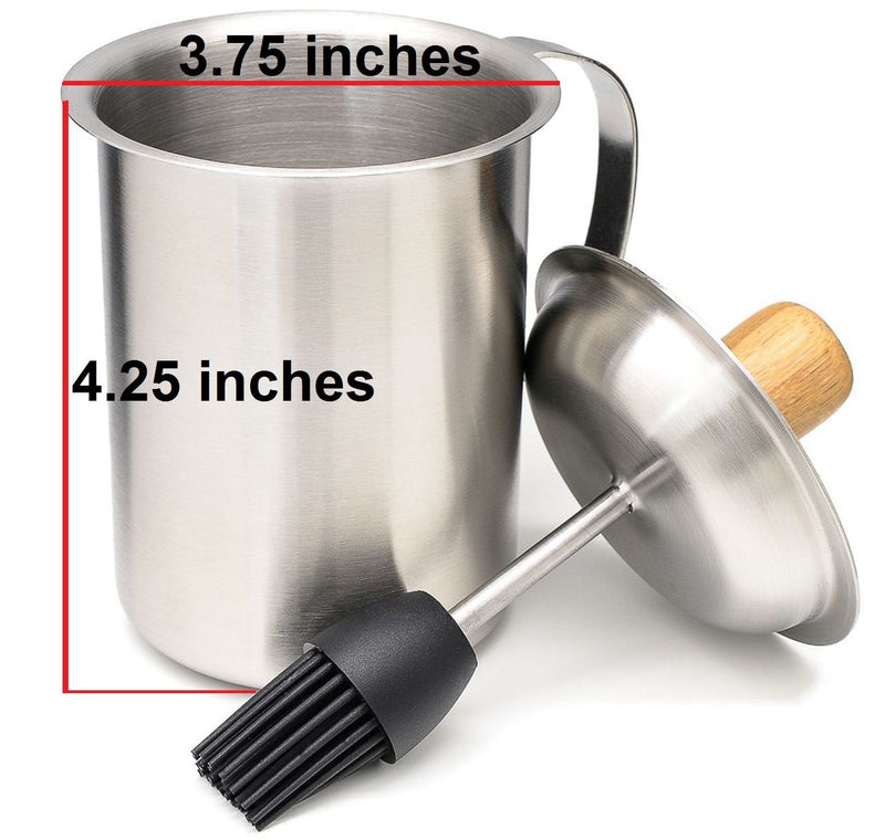 Marinade Sauce Pot w Silicone Basting Brush Set, Stainless Steel Barbecue Marinater Tenderizer with Lid for Outdoor BBQ Grilling Cooking Tools – Barbeque Accessories - Gift boxed