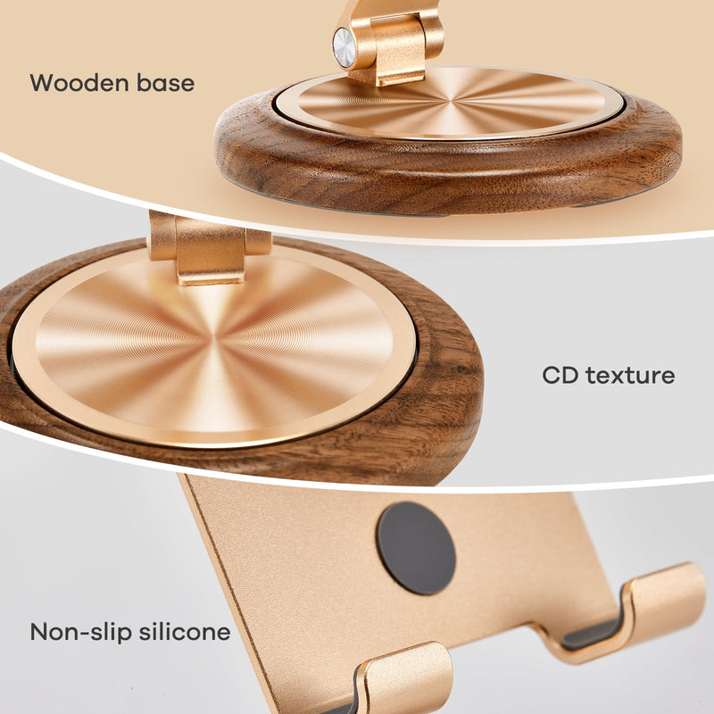 dual folding desk Phone Stand,adjustable foldable Cell Phone Holder,Cell Phone Mounts,All phones,electronics organizer travel case.Electronic accessories organizer carry case(Black+Gold)