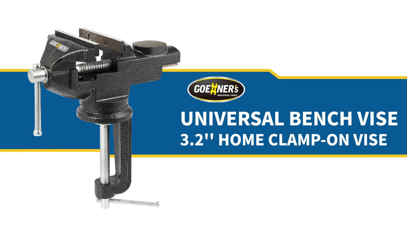 Table Vise or Bench Vise 3.2 Inch, 360° Swivel Clamp-On Vise Portable Home Vice with Large Anvil for Woodworking, Cutting Conduit, Drilling, Metalworking 3.2‘’