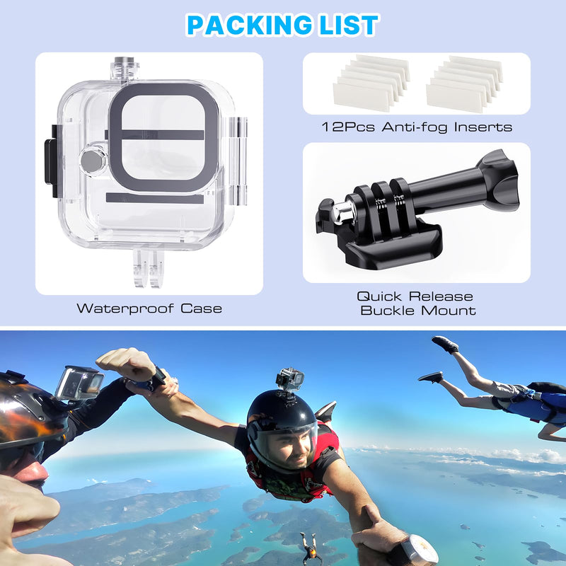 HONGDAK Waterproof Housing Case for GoPro Hero11 Black Mini,169ft/60M Diving Protective Housing Shell for Hero 11 Mini Action Camera Underwater Dive Case with Mount Thumbscrew & 12PCS Anti-Fog Insert