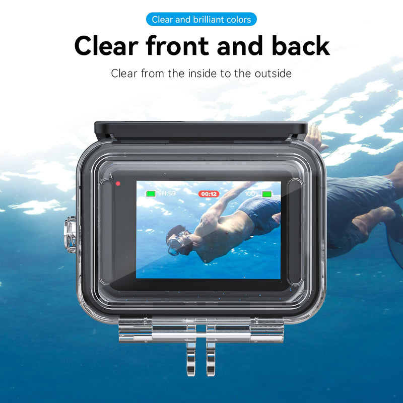 TELESIN Waterproof Case for GoPro Hero 12 Hero 11 Hero 10 Hero 9 Black, Underwater Dive Case Housing Shell Supports 60M/196FT Deep Diving Scuba Snorkeling with Bracket Screw GoPro Accessories