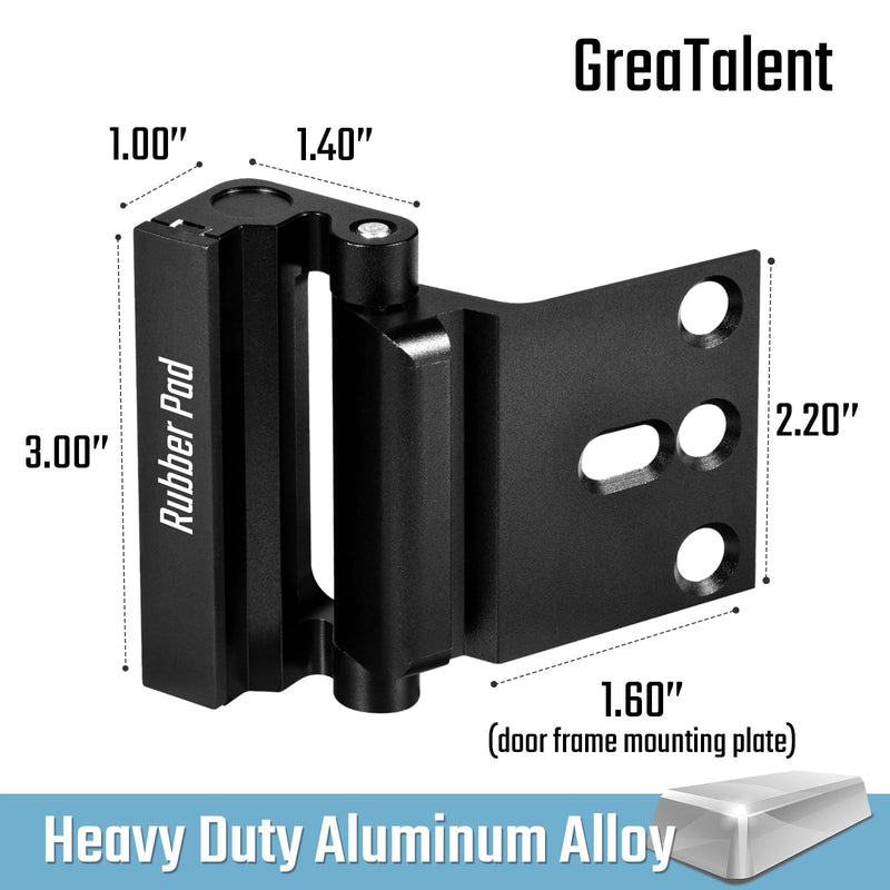 GreaTalent 2Pack Home Security Door Reinforcement Lock Childproof, Add High Security to Home Prevent Unauthorized Entry, Aluminum Construction Finish Black Aluminum-2Pack