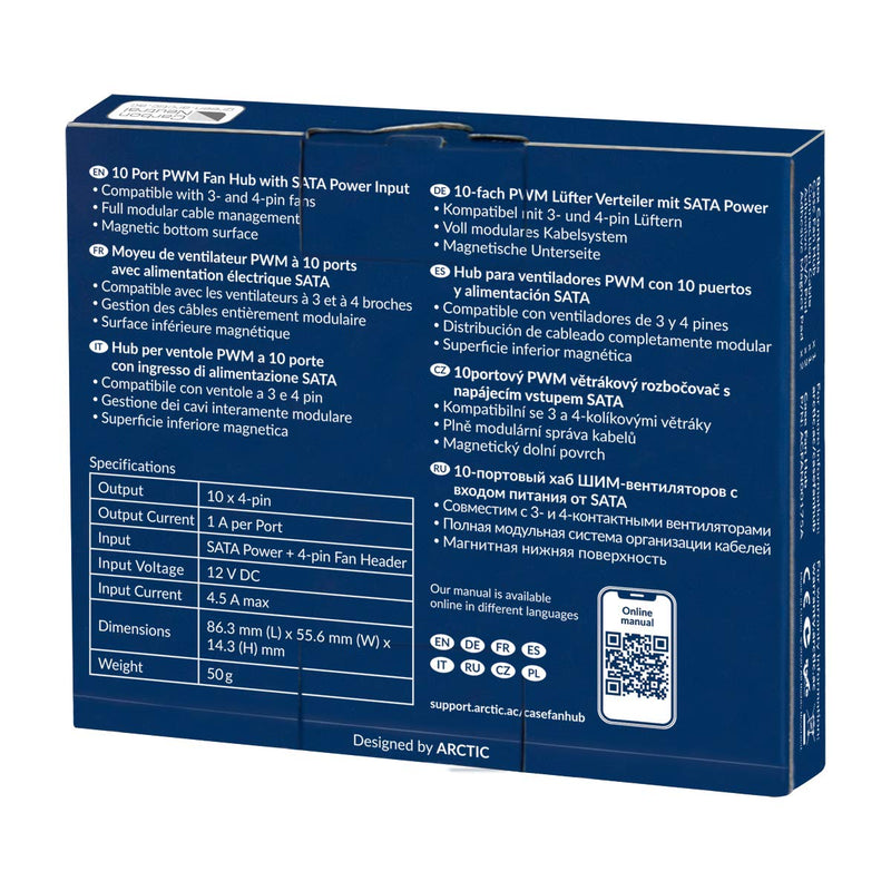 ARCTIC Case Fan Hub - 10-way PWM fan distributor with SATA power, case fan - black