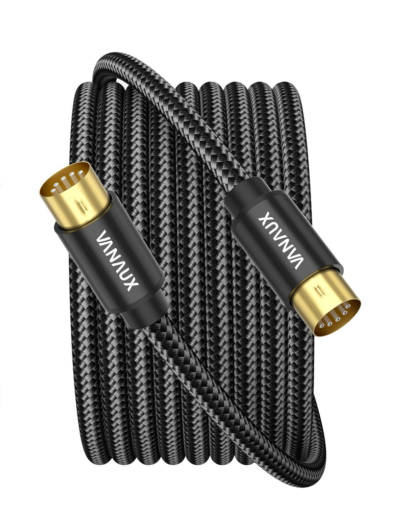 VANAUX MIDI Cable 3FT, Male to Male 5-Pin MIDI Cable Compatible with MIDI Keyboard, Keyboard Synth, Rack Synth, Sampler, External Sound Card, Sound Source and More-Black