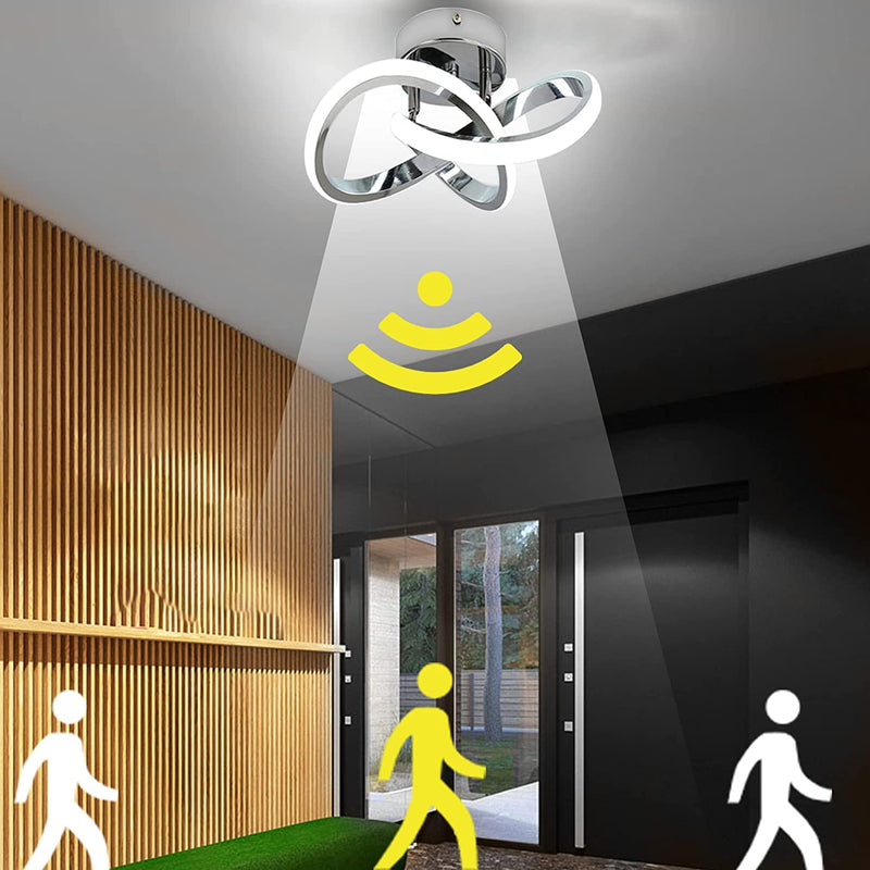 Motion Sensor LED Ceiling Light Indoor, 9.5 inch Closet Lights Motion Sensored with 22W 2000LM, Cool White 6000K modern LED Ceiling Light for Closet Stair Pantry Bathroom Hallway Shed Garage (Silver) Silver