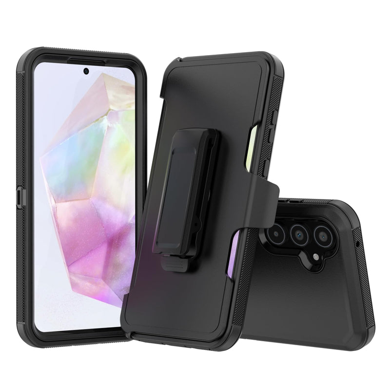 Compatible with Samsung Galaxy A35 Case, with Belt Clip Holster Heavy Duty Rugged Shockproof Full Body Protection Kickstand Cover for Samsung Galaxy A35 Phone (Black) Black