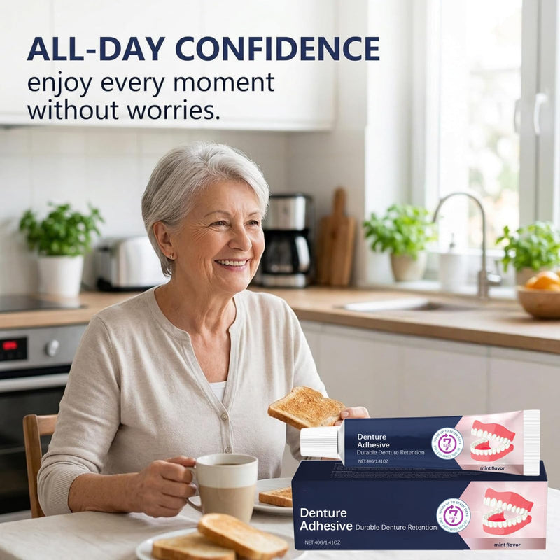 Pack of 2 40G Denture Adhesive, Extra Strong, Adhesive Gel for Dentures, Dentures Adhesive Gel with Safe and Gentle Adhesive Effect, Adhesive Gel Dentures for Firm Bite