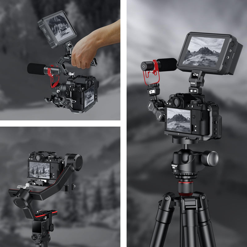 NEEWER X-S20 Camera Cage, Full Access Protective Metal Video Rig with Grip, NATO Rail, 3/8" ARRI, Cold Shoe, Anti Twist Arca Type Base Compatible with Fujifilm X-S20 DJI RS2 RSC2 RS3 Pro Gimbal, CA043