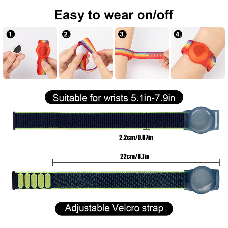 Kids Wristband Compatible with Apple AirTag, Protective Case for Air Tag GPS Tracker Holder with Nylon Bracelet, Adjustable Anti Lost Watch Band for Toddler Child Elder (Dark Blue) Dark Blue