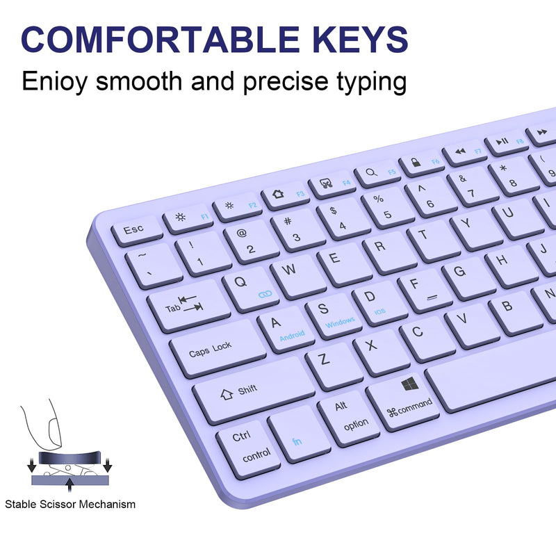 Ultra-Slim Bluetooth Keyboard Wireless Keyboard Compatible iPad 10th/iPad 10.2(9th/8th/7th Generation),iPad Air 5th/4th, iPad Pro 11/12.9, iPad 9.7, iPad Mini and All Bluetooth Devices (Light Purple) Light Purple