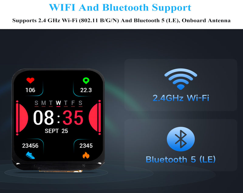 ESP32-S3 Development Board with 1.69inch IPS Display 240×280 Pixels 262K LCD,240MHz Dual-Core Processor, Accelerometer and Gyroscope Sensor, Support W-iF-i/Blue-Too th, Suitable for Various Scenarios