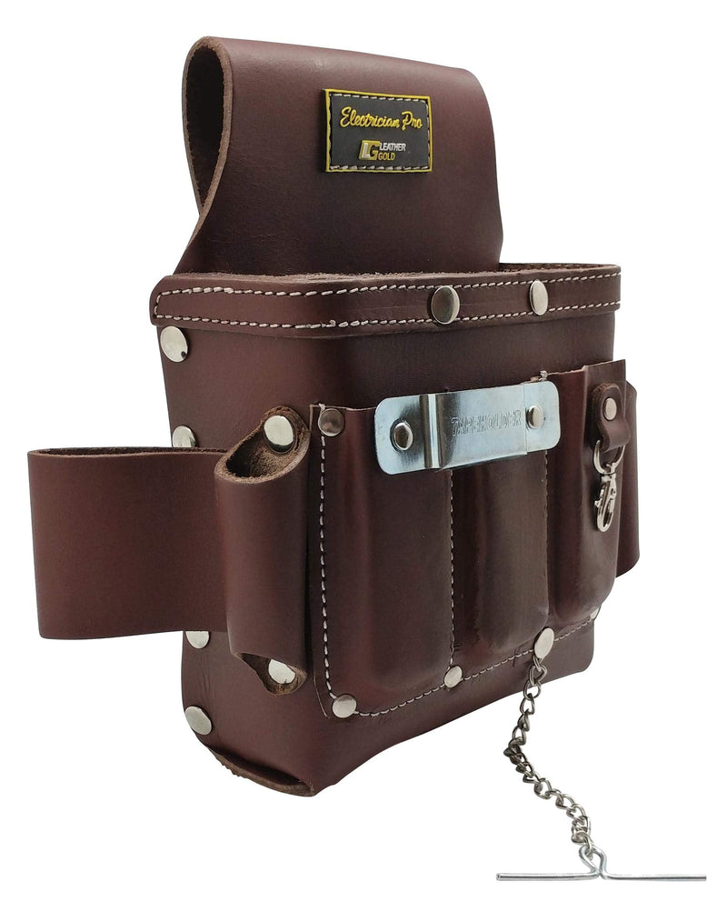 Leather Electrician Tool Pouch, Brown | Professional Tool Belt 3400
