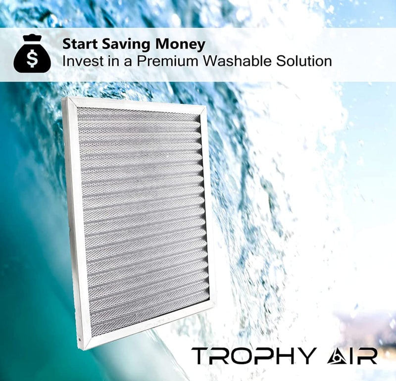 20x20x1 | Trophy Air | Merv 8 | Washable Furnace Filter | Lifetime HVAC & Furnace Air Filter | Washable | Superior particle-holding Ability | Premium Quality Aluminum 20x20x1
