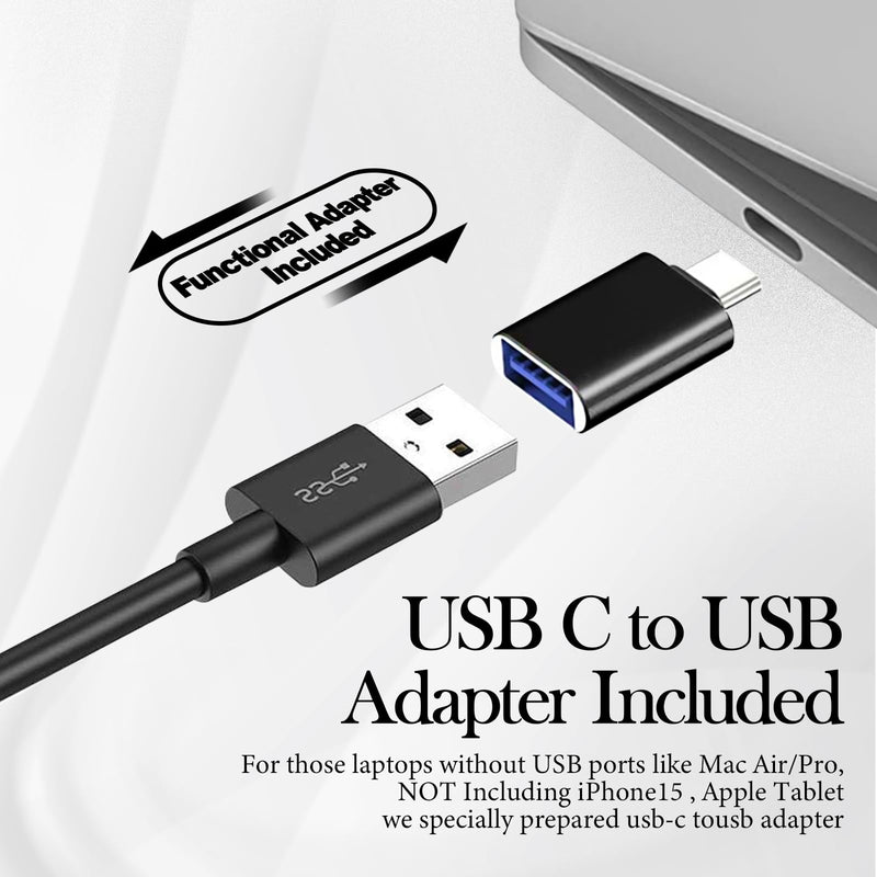 Computer Speakers for Desktop Pc, Monitor Speakers for Laptop,Pc Speakers with Loud Sound,Volume Control Easily Clamps to Monitors(USB-C to USB Adapter Included) (Black) Black