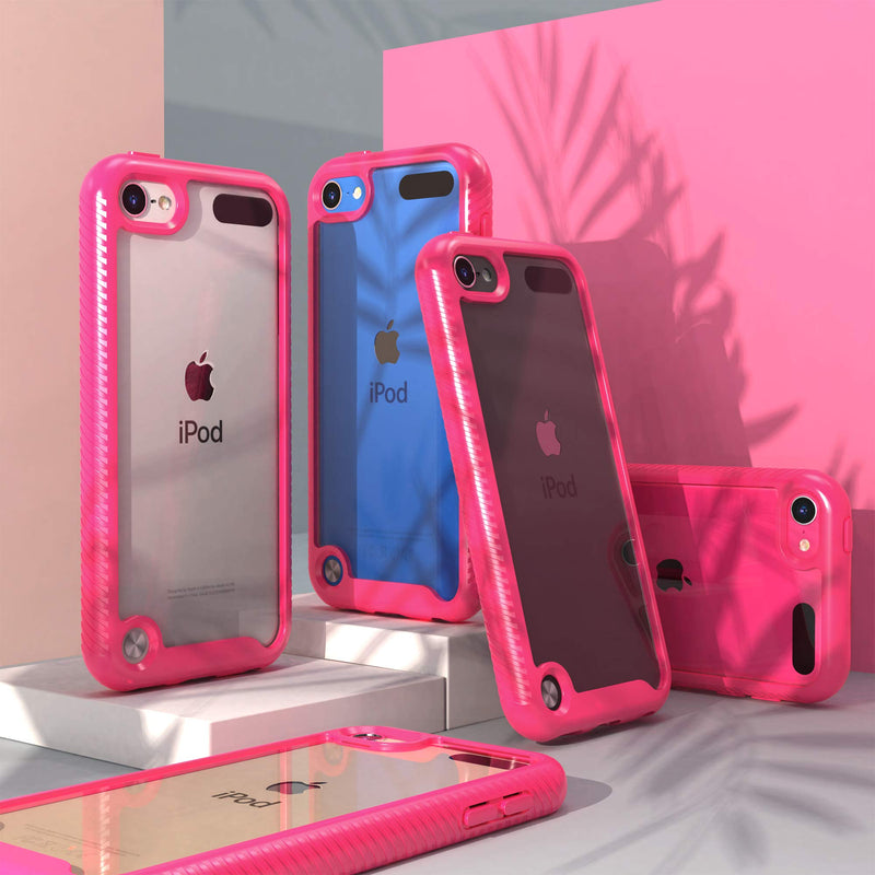 iPod Touch 7th Generation Case, 2 in 1 Shockproof iPod Case with 2 HD Screen Protectors, Hybrid Heavy Duty Protection Shock Resistant Cover for iPod Touch 5/6/7th Generation, Rose