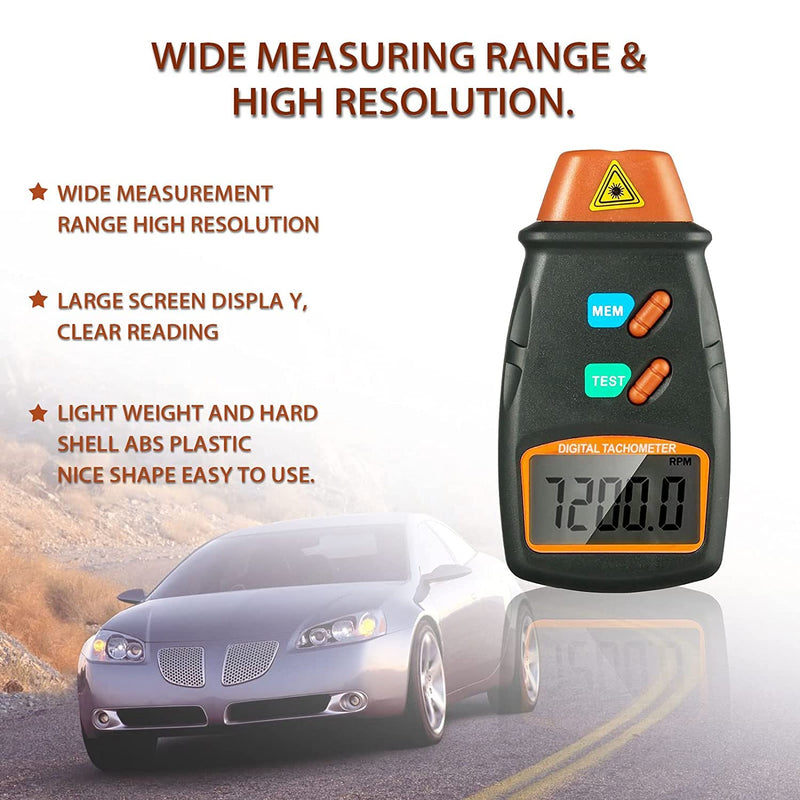 PNGOS Professional Digital Tachometer Chainsaw Non-Contact Tachometer Laser Tachometer Digital Tachometer Measuring Range 2.5RPM ~ 99,999RPM
